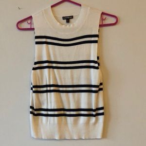 Express black and white striped crop top